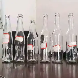 Çin üretici 250ml 330ml 500ml şeffaf içecek soda cam şişe özelleştirilmiş cam şişe meyve suyu şişesi