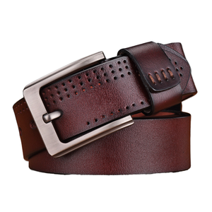 Cinturón de Cuero de Vaca con Hebilla de Aleación Personalizada Vintage al por Mayor de la India, con Acabado Grabado, 3.8CM de Ancho para Hombre - Product Image 1