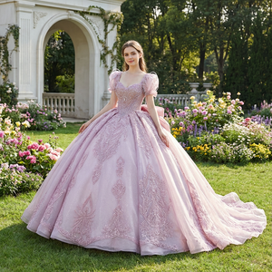 Vestidos de Quinceañera, Vestido de Princesa para Fiesta de Graduación, Apliques Bordados, Cintura Natural, Color Caramelo, Dulce 15 16, Elegante Vestido de Baile Lsmc56 - Product Image 1