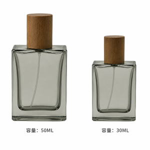 Botella de Perfume Cuadrada de Vidrio Transparente de 30 ml con Tapa de Madera, Recargable, Frasco de Fragancia Vacío para Envasado al por Mayor de Cosméticos - Product Image 2