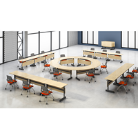Bureau de formation moderne pliable et mobile avec roulettes, base métallique personnalisée, mobilier de bureau gain de place, table de réunion