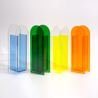 Vase en acrylique style Ins, transparent, blocs de couleur, vase floral, décoration artistique minimaliste pour salon, support de fleurs en plastique antichoc