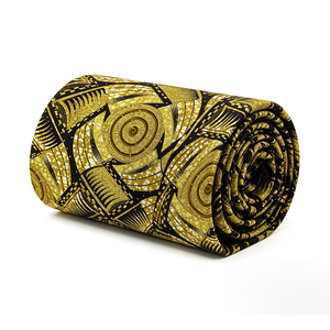 Tissu Ankara en coton double face de luxe avec imprimé strass et paillettes dorées pour robes de <span class=keywords><strong>soirée</strong></span> africaines - Product Image 5