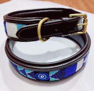 Collier de chien en cuir avec collier de chien de conception perlée fait à la main - Product Image 2