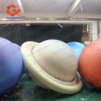 Ballon gonflable géant Saturne avec éclairage LED, globe planétaire gonflable Terre Lune Mars Système solaire pour décorations