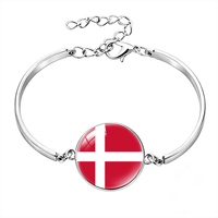 Maßgefertigtes Kolumbien-Flaggen-Cabochon-Armband, Metallketten-Zeitedelstein-Armband für Fußballfans & Festivalgeschenke