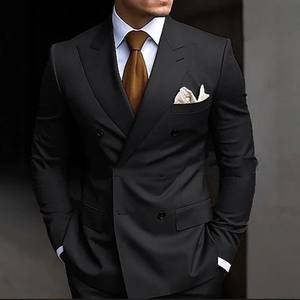 2025 nouveaux hommes costumes Double boutonnage revers pointu mariage marié robe de smoking formel sur mesure Blazer coupe ajustée veste + pantalon - Product Image 3