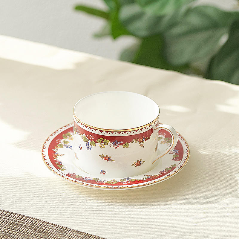 Big straight cup saucer red grape flower