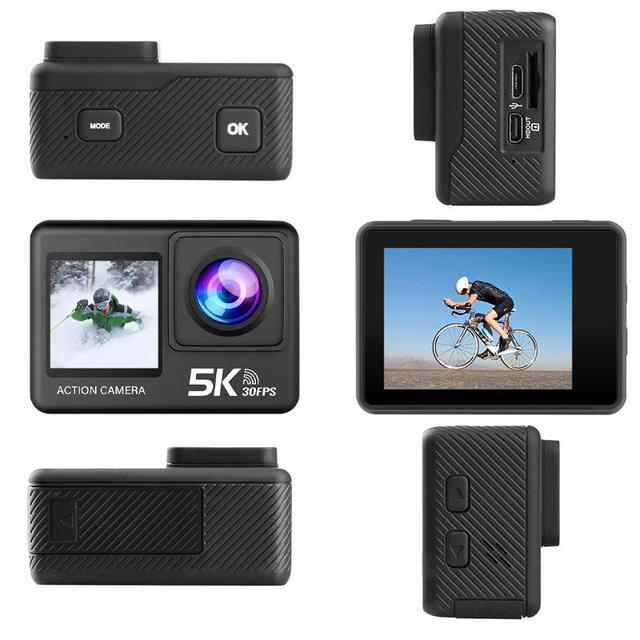 60 Go Pro 5K HD Sports Camera Dual Color Screen 1.3/2.0-inch TF Card M60TR Outdoor Waterproof Riding Anti-shake Neutral