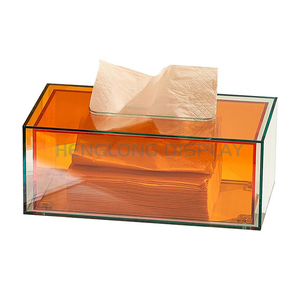High quality & transparency perspex clear orange acrylic tissue box display