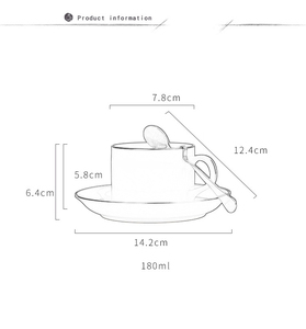 Tasse à café en céramique de luxe en porcelaine fine, style européen, italien, nordique, britannique, avec couvercle et cuillère, idéale pour le lait et le café, en gros - Product Image 4