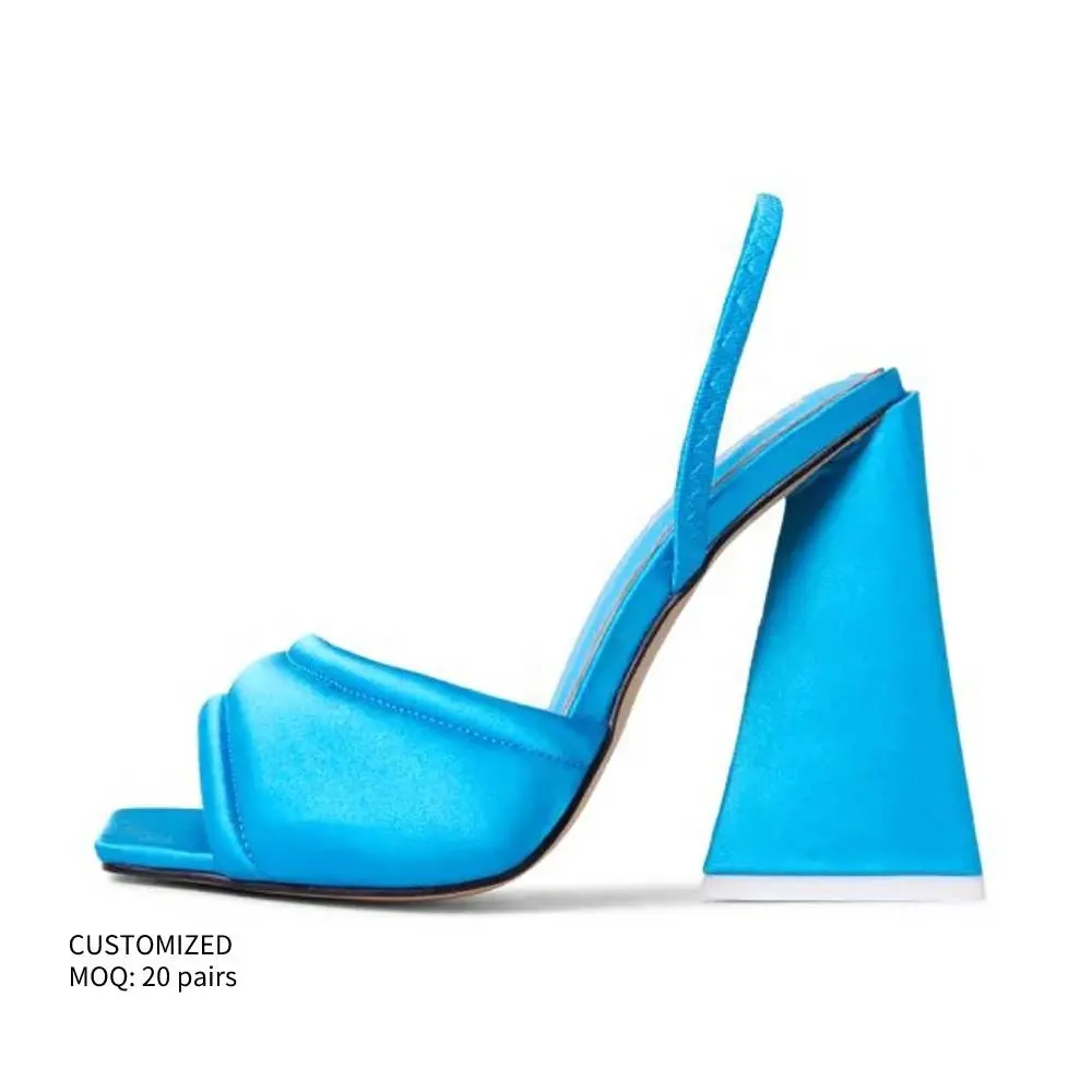 summer elastic chunky heels for ladies 2022 barefoot luxury custom wedges women high heeled sandals for women and ladies