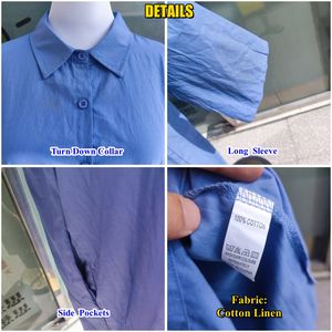 Женское однобортное платье-рубашка, Повседневное платье с длинными рукавами, воротником с лацканами, карманами, мусульманское женское длинное Повседневное платье - Product Image 5