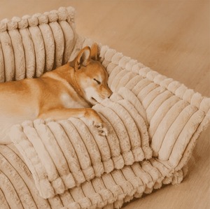 Cama para perros y gatos Uf, rectangular, a rayas, suave, cómoda, ortopédica, tipo sofá, para mascotas de interior, lavable, de poliéster. - Product Image 4