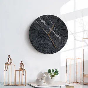 Horloge murale en pierre décorative, style marbre, couleur bonbon, décoration pour la maison