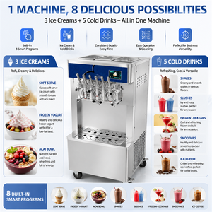 Máquina de Helado Suave de 5 Sabores con Bomba de Aire, Congelador de Yogur Helado Refrigerado por Aire, de Pie, Maquinaria de Heladería - Product Image 2