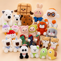 Vente en gros usine de poupées en peluche de dessin animé de 8 pouces, assortiment de jouets en peluche doux pour machine à griffes