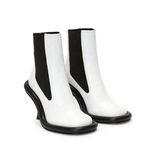 Logo Custom Women <b>Round</b> <b>Toe</b> Ankle Boots High-<b>Heeled</b> Stiletto Shoes Stretchy Top Thick Sole Short - Product Image 3