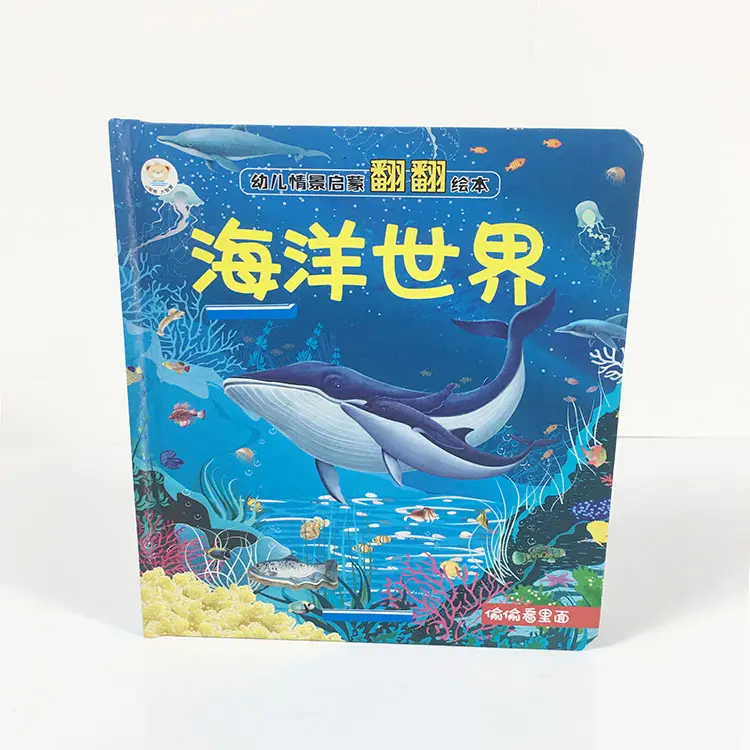 Livro pop-up 3D personalizado para crianças, livro educacional Ocean World, livro de contos e histórias para crianças, estampa em papel