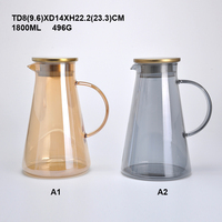 Pichet en verre de 68oz avec couvercle/carafe à eau en verre résistant à la chaleur avec poignée pour boissons chaudes/froides