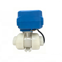 Vanne à boisseau sphérique en PVDF de type normalement fermé, résistante aux acides et aux alcalis, avec mini actionneur électrique