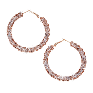 Orecchini a Cerchio E4161 in Oro Rosa con Cristalli e Strass, Gioielli di Lusso da Donna per Feste - Product Image 1