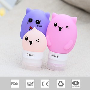 การ์ตูนน่ารักซิลิโคนกันรั่วซึมยาฆ่าเชื้อโลชั่นสำหรับมือ FDA 60 มลชุดขวดเก็บของสำหรับเดินทาง - Product Image 2