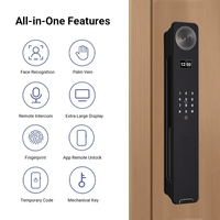 Serrure intelligente biométrique Tuya TTlock M7 Grade C avec reconnaissance faciale, empreintes digitales, RFID, contrôle WiFi via application, cloud, en alliage d'aluminium