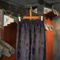 Pantalon large décontracté amincissant pour femme, taille haute élastique, en soie Xiangyun, coupe droite, 5786