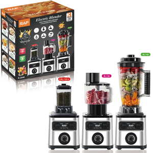 RAF 电动搅拌机 Licuadora Eléctrica，功率 800W，4L 塑料罐，8 合 1 多功能，用于切碎、搅拌和研磨 - Product Image 1