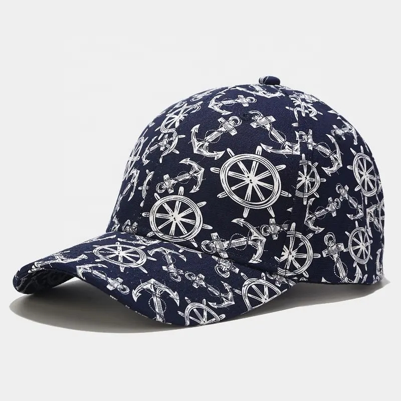 Yeni donanma çapa baskılı pamuklu beyzbol şapkası trend güneş şapkası rahat kap