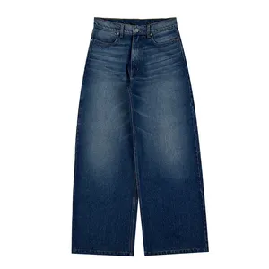 Tùy chỉnh người đàn ông trang phục màu xanh đậm Quần Jeans thiết kế mới phát hành ban đầu phù hợp với denim Baggy Jeans Skate quần tối baggy Denim