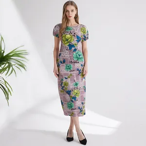 Factory Customized new summer women's two-piece pleated skirt women's elegant Flower printing slim casual skirt suit