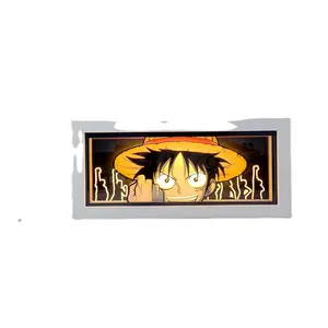 Cartoon Papier Snijwerk Een Stuk Luffy Animatie Desktop Decoratie Papier Gesneden Licht Fotolijst Licht Hand Doen Geschenken