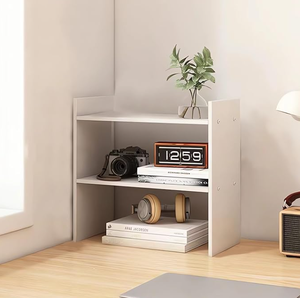 Estante de Almacenamiento de Escritorio de Tres Niveles de Madera Maciza de Color Natural, Mesa de Estudio <span class=keywords><strong>para</strong></span> Dormitorio, Adecuada <span class=keywords><strong>para</strong></span> Salas de Estudio y Oficinas - Product Image 1