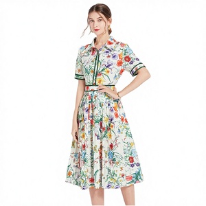 Vestido de Fiesta de Verano 2026 de Alta Calidad para Mujer, Cintura Imperio, Cuello Vuelto, Estampado Floral, Sin Mangas, Antiarrugas, Corte A, Ajustado - Product Image 2