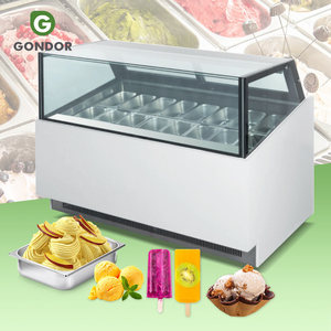 Vitrina Exhibidora de Helados, Mini Congelador para Helados, Exhibidor de Helados con Vidrio Curvo, 16 Bandejas, Económico - Product Image 1