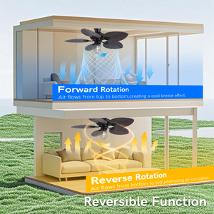 52 inch Lá Cọ 5 lưỡi yên tĩnh Reversible DC động cơ quạt trần nhiệt đới với LED ánh sáng - Product Image 4