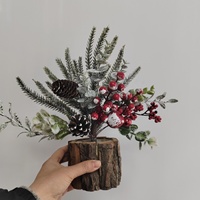 Pohon Natal Mini Buatan Tangan dari Batang Kayu, Tanaman Pot, Dekorasi DIY, Ornamen, Dekorasi Bunga Natal