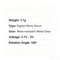 Servomotor Digital de 3.7g con Engranaje Metálico de Alta Precisión 180 °   Actuador OEM Personalizado PWM de 3.7-5V para Brazo Robótico, Mini Cámara PTZ, Automatización