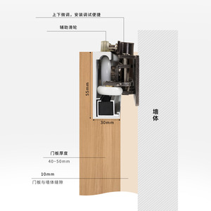 Riel deslizante oculto Kaishengxi de 30 mm de aleación de aluminio para puertas de madera maciza con amortiguador de doble rueda - Product Image 1