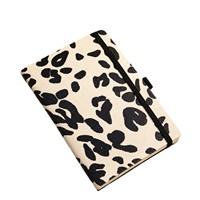 Carnet A5 à sangle, motif léopard mignon, couverture en cuir épais, carnet ligné à couverture rigide pour étudiant