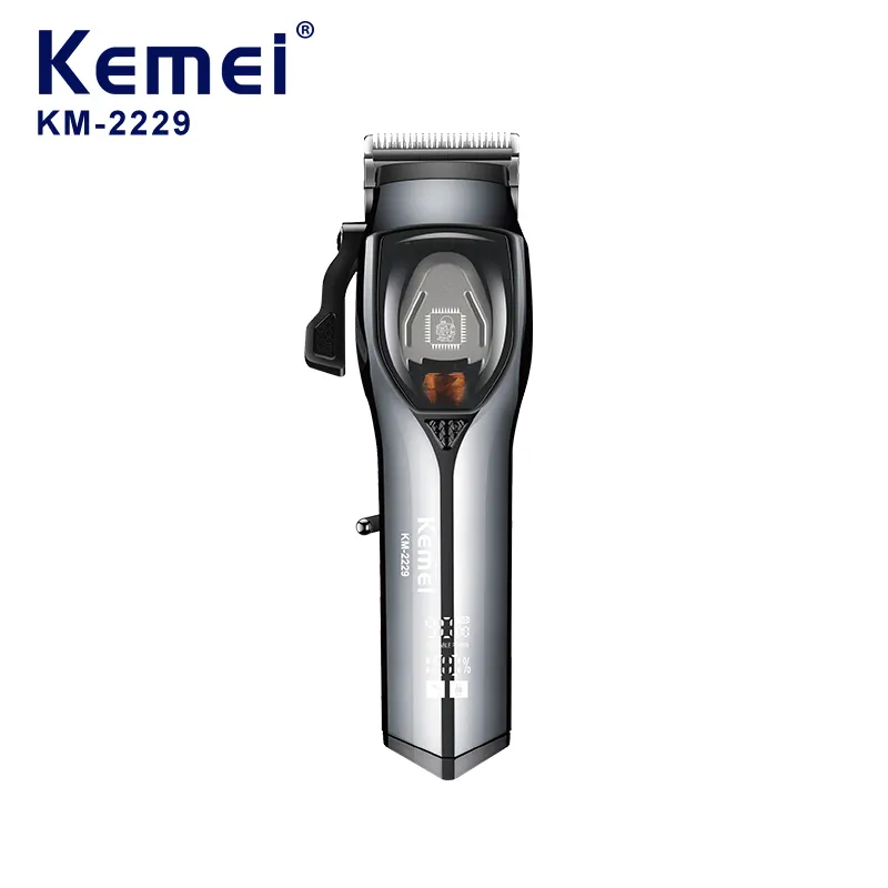 Kemei km-2229 Nova máquina de cortar cabelo 9000rpm Motor magnético Máquina de cortar cabelo com 2500mah Bateria elétrica USB OEM