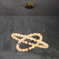 Lustre moderne américain en albâtre, forme ronde, luminaire suspendu haut de gamme pour villa, salon, hôtel, lustre en marbre personnalisé