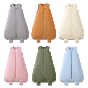 OEM organik bambu bebek giyilebilir kundak battaniyesi uyku çantası battaniye kolsuz yürümeye başlayan uyku çantası 2 yönlü fermuar bebek uyku tulumu - Product Image 4