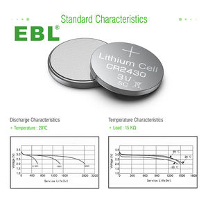 แบตเตอรี่ลิเธียมแบบกระดุม EBL รุ่น CR2430 ความจุ 300mAh แรงดัน 3.0V - Product Image 4