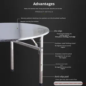 Piccolo <span class=keywords><strong>tavolo</strong></span> pieghevole in acciaio inox integrato <span class=keywords><strong>tavolo</strong></span> da pranzo quadrato per uso domestico ed esterno Set da pranzo - Product Image 3