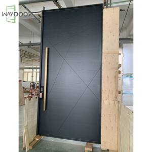 モダンデザイン仕上げオークパインマホガニー玄関ドア外装フラッシュ無垢材 - Product Image 6