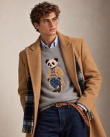 Pull en tricot personnalisé pour homme avec motif panda, col rond, broderie de logo sur mesure, OEM ODM, marque privée, tricot d'hiver décontracté
