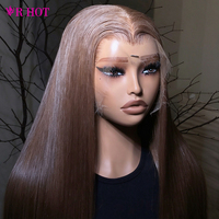 Perruques Lace Front 13x4 HD Lace Frontal en Cheveux Humains Vietnamiens Bruts Lisses de Qualité Supérieure Couleur Marron pour Femmes Noires